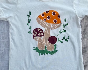 Mushroom kids t-shirt, Screen Printed, Hand Printed, woodland