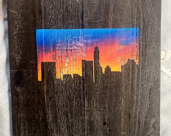 Austin, Texas Skyline Screen Print on Reclaimed Wood