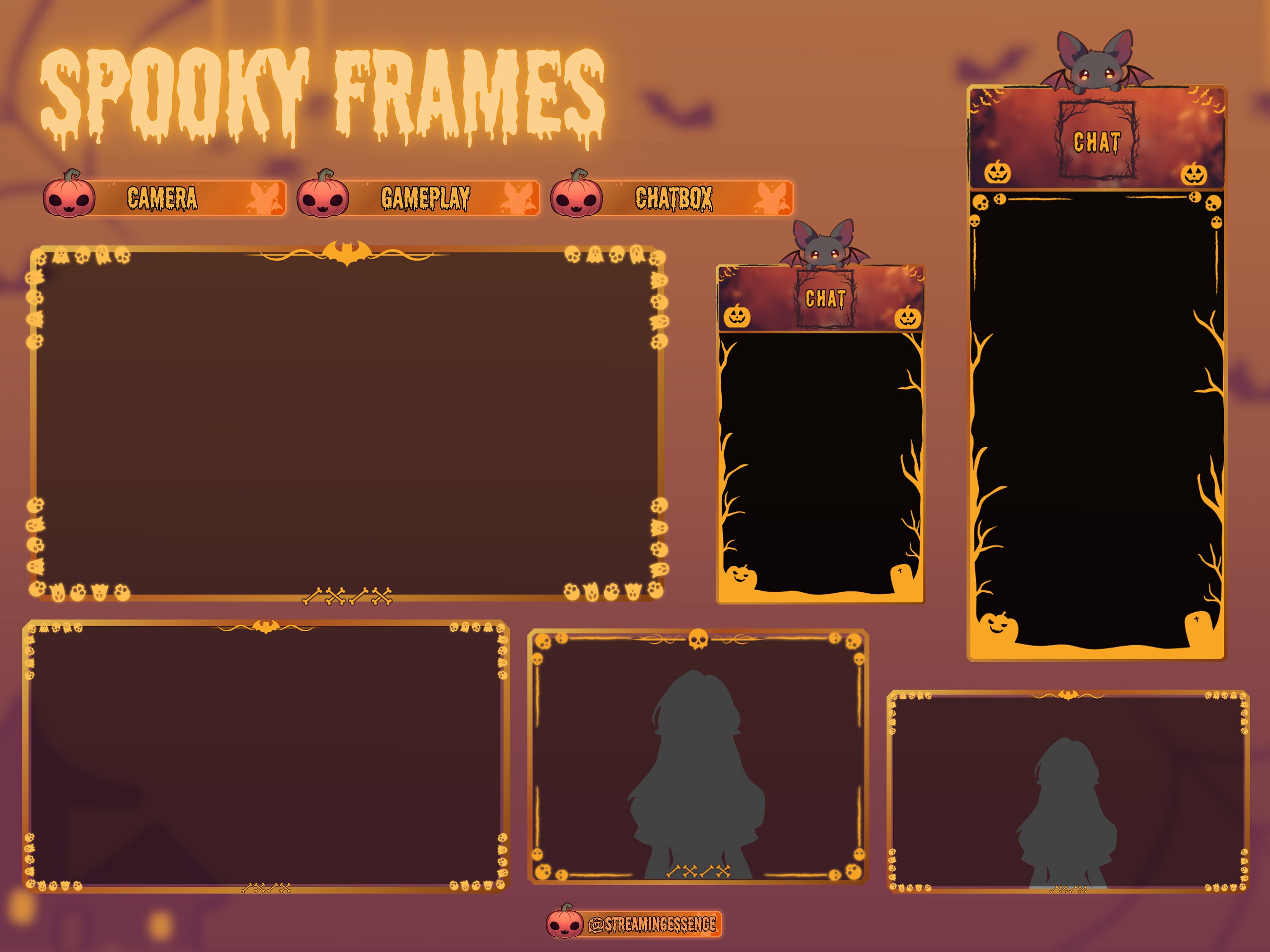 Haunted Overlay Haunted Season Stream Overlay Package for Twitch | Cute Twitch Pack ...