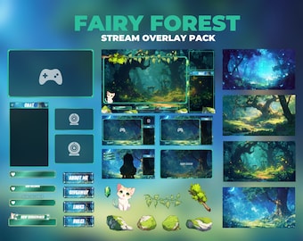 Fairy Forest Stream Overlay Package for Twitch | Cute Twitch Pack | OBS | Vtuber Pack | Cozy Overlay Package | Stream Overlay Animation