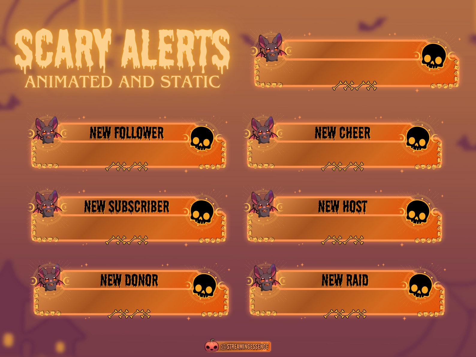 Haunted Overlay Haunted Season Stream Overlay Package for Twitch | Cute Twitch Pack ...