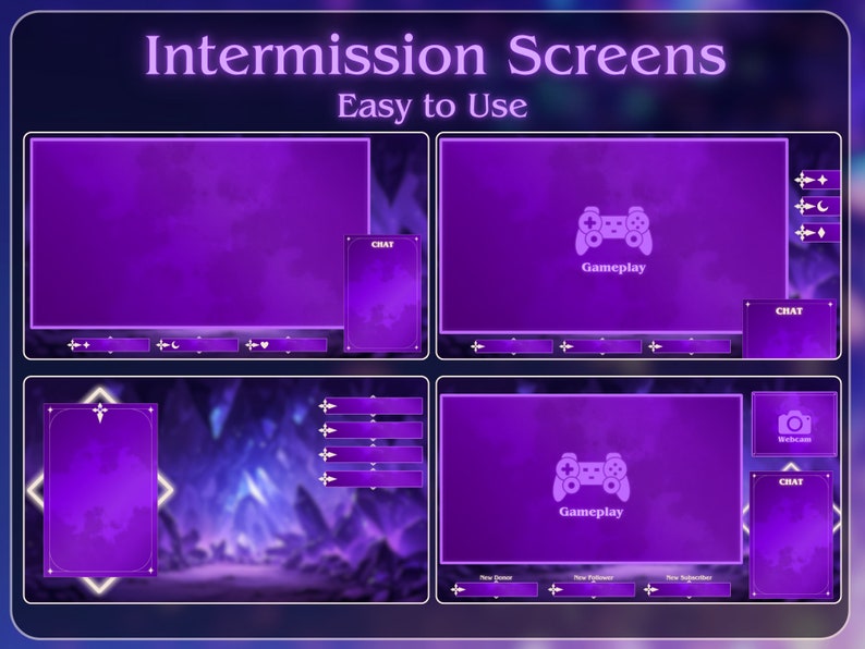Mystic Amethyst Stream Overlay Bundle for Twitch | Cute Twitch Pack ...