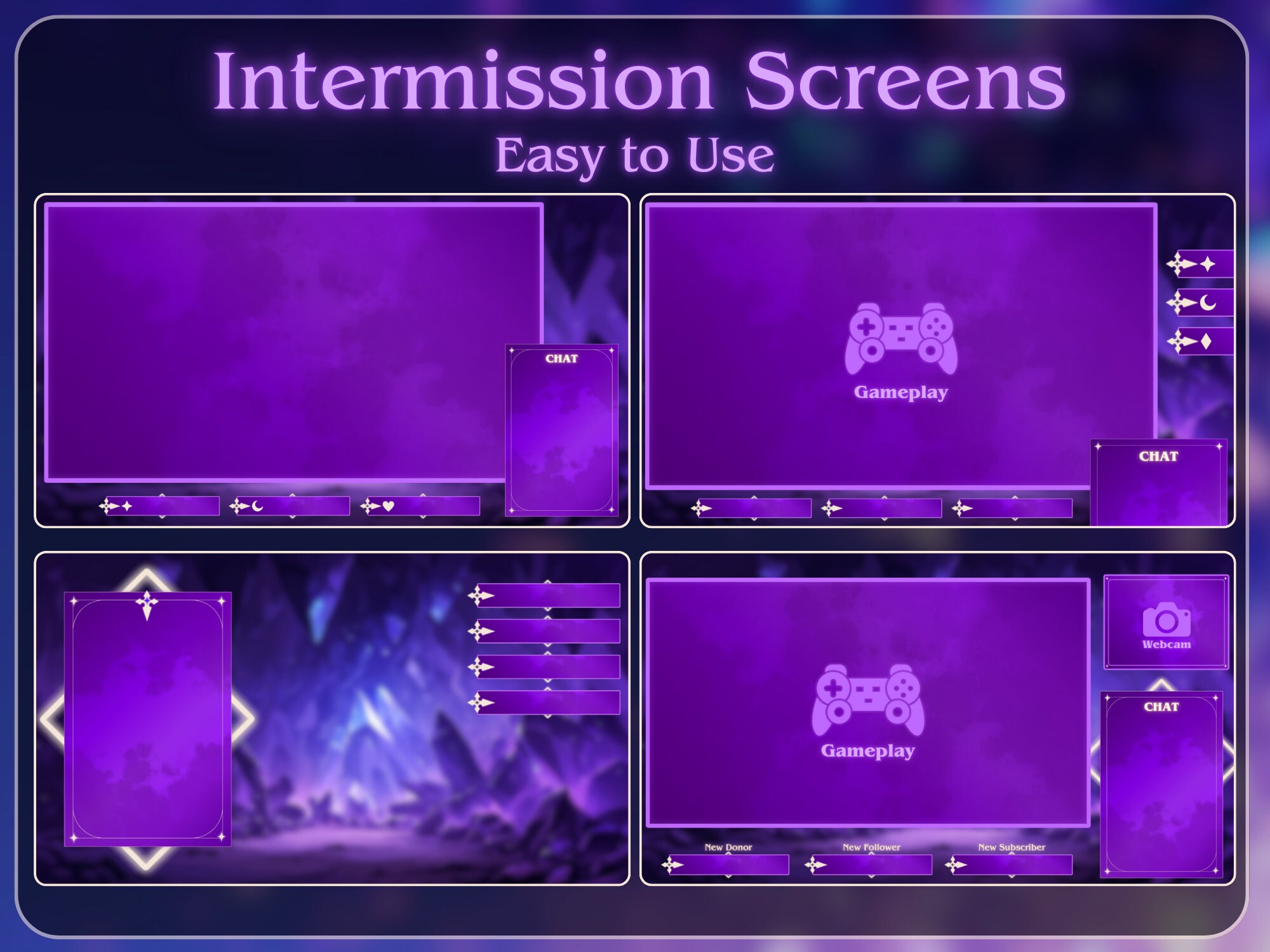 Mystic Amethyst Stream Overlay Bundle for Twitch | Cute Twitch Pack ...