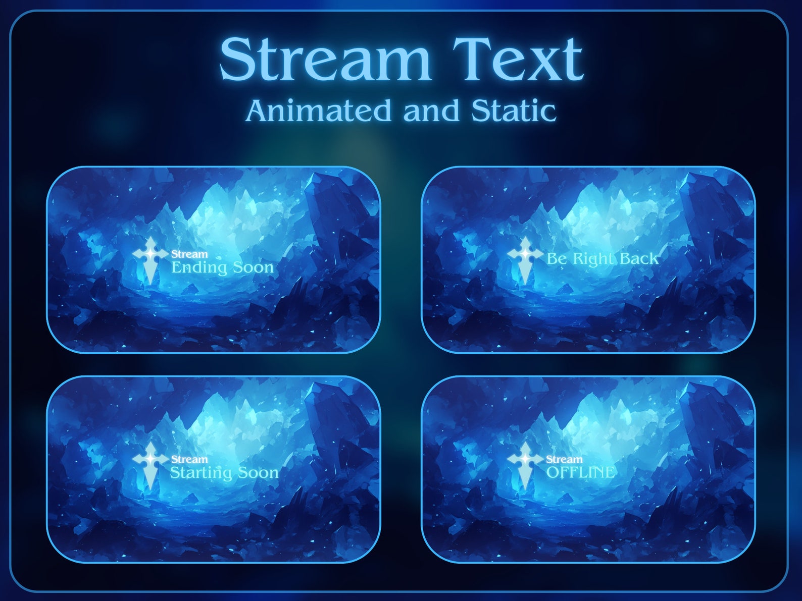 Azure Sapphire Stream Overlay Bundle for Twitch | Cute Twitch Pack ...