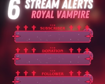 6 Royal Vampire Alerts | For Twitch | OBS | Vtuber Alerts | Clean Stream Alerts | Twitch Stream Alerts | Cute Twitch Alerts