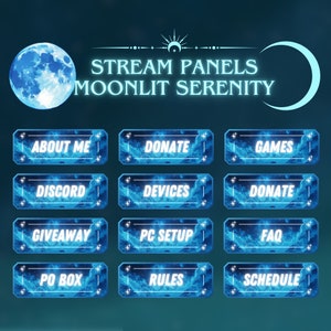37 Moonlit Serenity Panels | For Twitch | OBS | Vtuber Panels | Stream | Clean Stream Panels | Twitch Stream Panels | Cute Twitch Panels