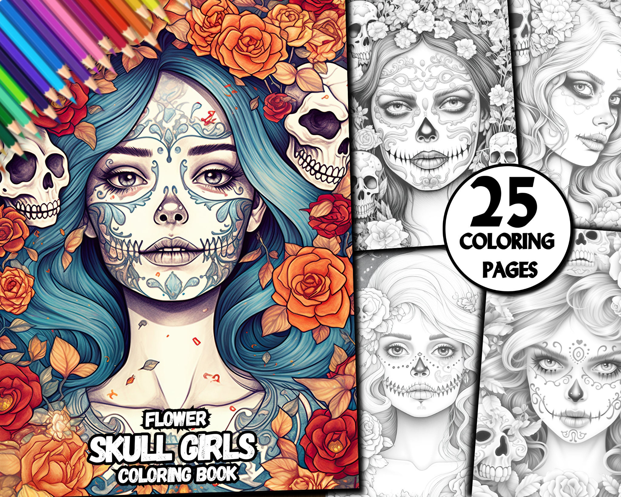 44 Animated Cover Girls Digital Coloring Book Kids Adults Pin up