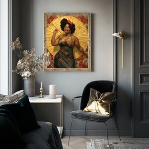 Art Nouveau Wall Art 1920s DIGITAL DOWNLOAD Poster Body Positive Art Digital Print Beautiful Black Woman Wall Decor PRINTABLE image 2