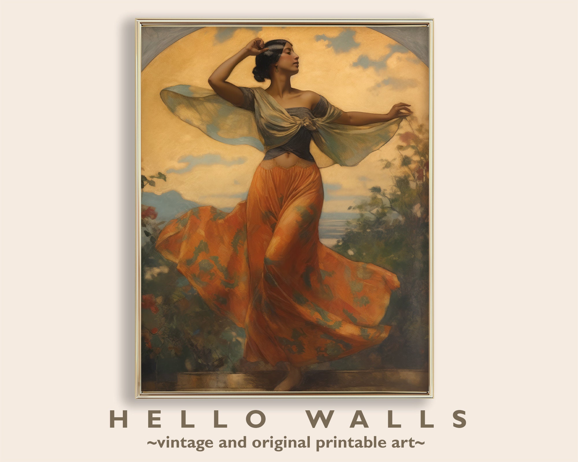 Belly Dancer DIGITAL Wall Art Print Terracotta Wall Art Parisian Wall Art Beautiful Woman Art Print Decor PRINTABLE DOWNLOAD