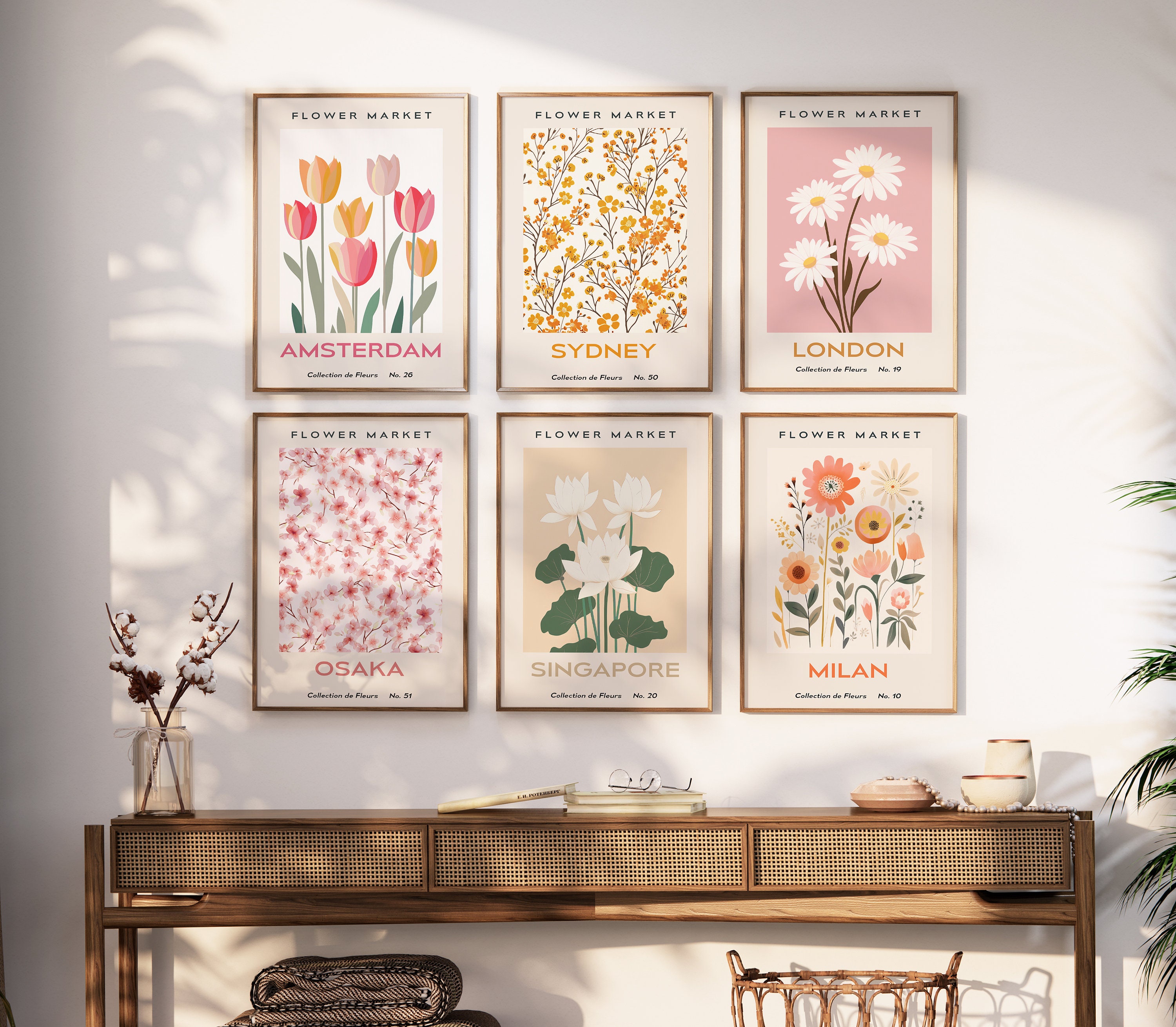 DIGITAL Market DOWNLOAD - London Paris Sydney Prints Flowers SET Art Etsy Bali Poster Art Wall Wall of Art Flower Gallery 12 Amsterdam Printable