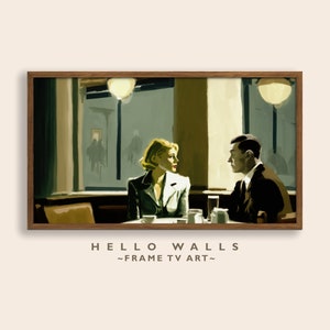 Frame TV Art Mid Century 1950s Couple Dinner Original Art Vintage Painting Moody Art Living Room Decor DIGITAL Download for Frame TV
