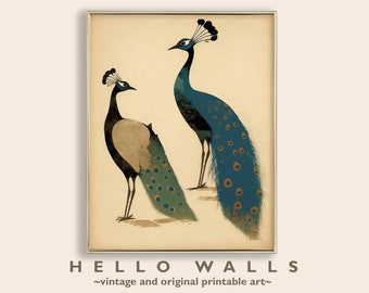 Peacocks Art Deco Print Birds Wall Art Nouveau Wall Decor Birds Wall Art Deco Living Room Wall Art 1920s Peacocks PRINTABLE DIGITAL DOWNLOAD