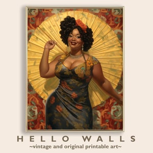 Art Nouveau Wall Art 1920s DIGITAL DOWNLOAD Poster Body Positive Art Digital Print Beautiful Black Woman Wall Decor PRINTABLE