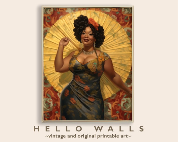 Art Nouveau Wall Art 1920s DIGITAL DOWNLOAD Poster Body Positive Art Digital Print Beautiful Black Woman Wall Decor PRINTABLE
