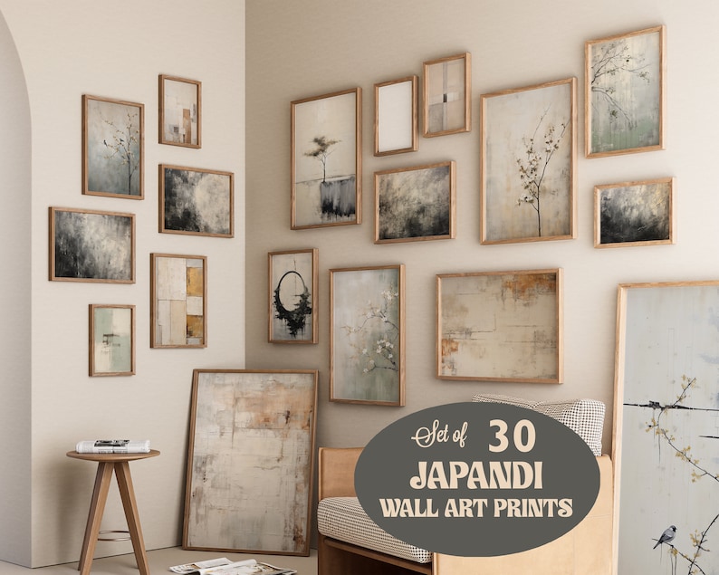 Japandi Wall Art SET of 30 Wabi Sabi Wall Art Prints Abstract Wall Art ...