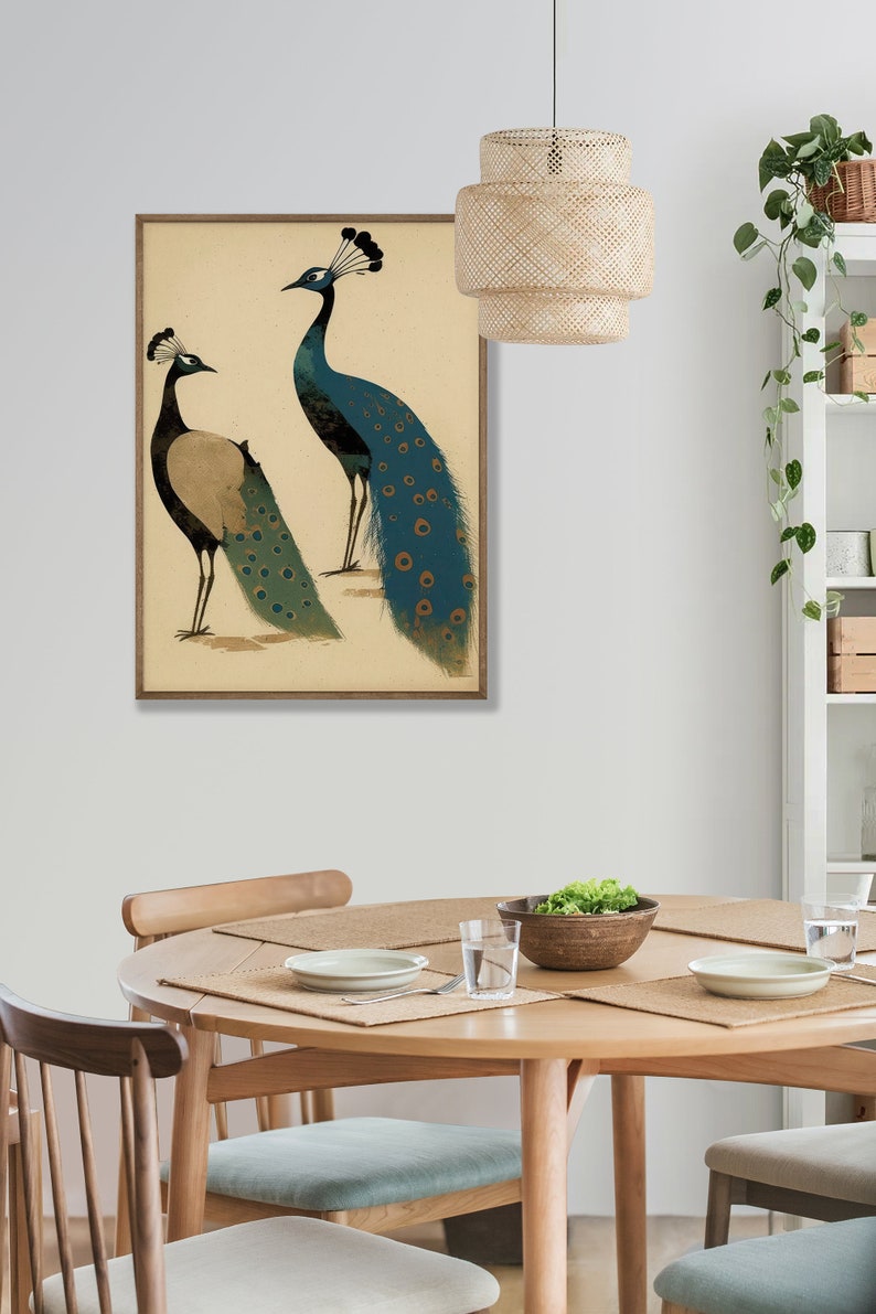 Peacocks Art Deco Print Birds Wall Art Nouveau Wall Decor Etsy