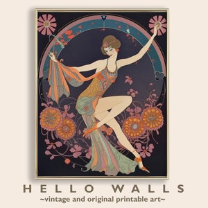 Art Nouveau digitale print jaren 1920 vrouw afdrukbare Art Flapper Art Deco print Parijse kunst woonkamer muur slaapzaal decor INSTANT DOWNLOAD