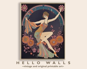 Art Deco Flapper Print, 1920s Parisian Woman Portrait (Digital Download)