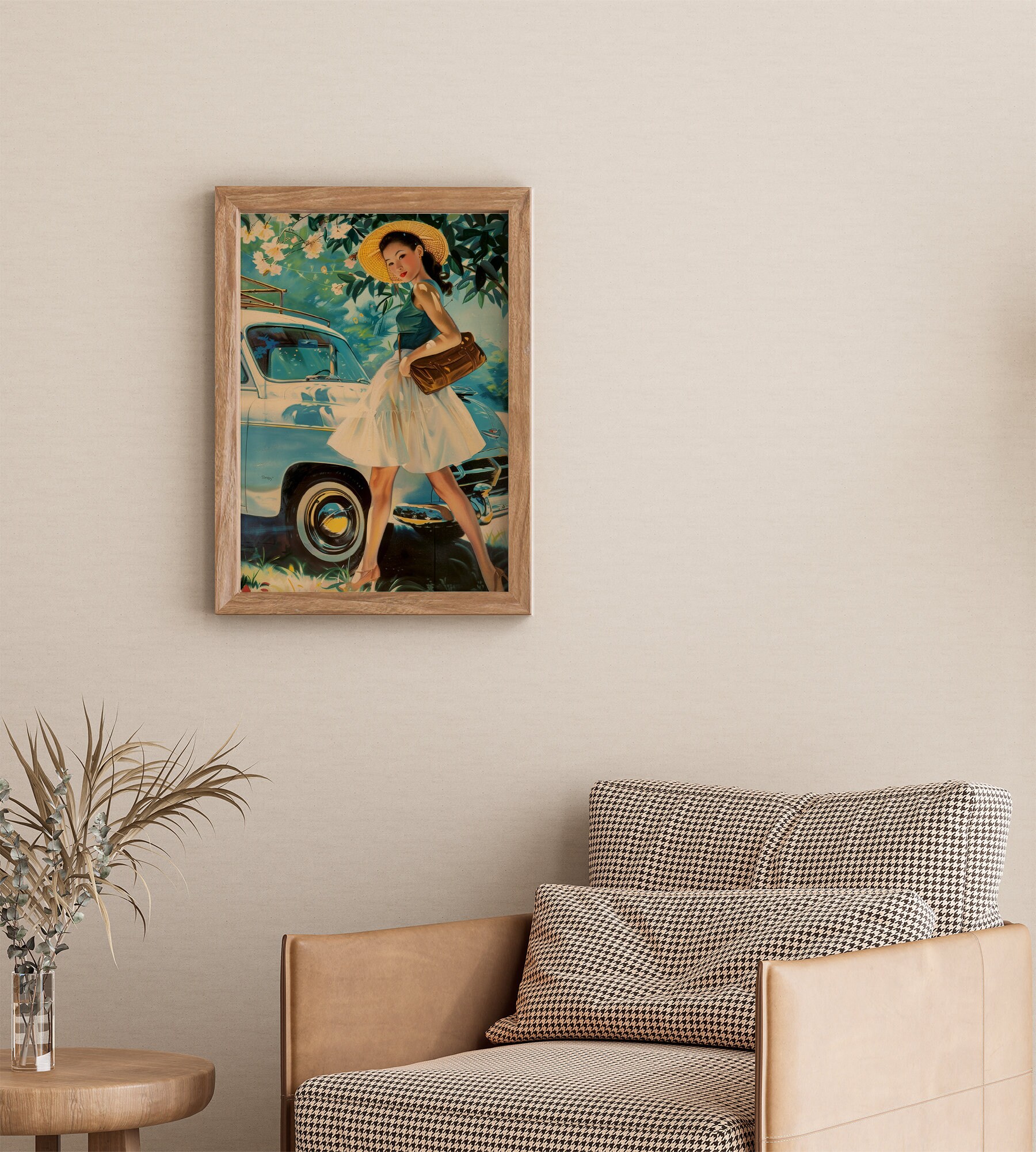 Retro 1950s Wall Art Asian Woman Art Print 1960s Style Poster Mid