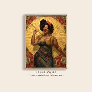 Art Nouveau Wall Art 1920s DIGITAL DOWNLOAD Poster Body Positive Art Digital Print Beautiful Black Woman Wall Decor PRINTABLE image 5