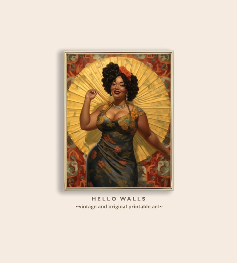 Art Nouveau Wall Art 1920s DIGITAL DOWNLOAD Poster Body Positive Art Digital Print Beautiful Black Woman Wall Decor PRINTABLE image 5