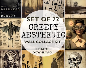 Kit per collage da parete dall'estetica inquietante: 72 pezzi di arte dark fairycore grunge (download digitale)