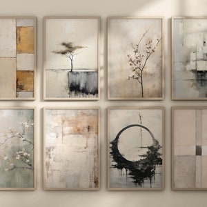 Galería de arte mural Wabi Sabi CONJUNTO de 8 diseños de arte abstracto Wabi Sabi Arte mural japonés Arte mural minimalista Wabi Sabi imprimible DESCARGA DIGITAL