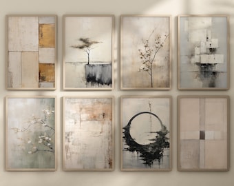 Wabi Sabi Wall Art Gallery SET of 8 Wabi Sabi Abstract Art Designs Japandi Wall Art Minimalist Wall Art Wabi Sabi Printable DIGITAL DOWNLOAD