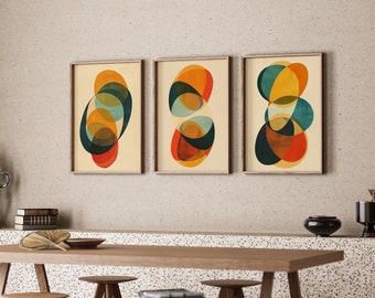 Mid Century Wall Art Set of 3 Modern Wall Art Prints MCM Wall Decor Mid Century Art Abstract Gallery Set of 3 Printable DIGITAL DOWNLOAD