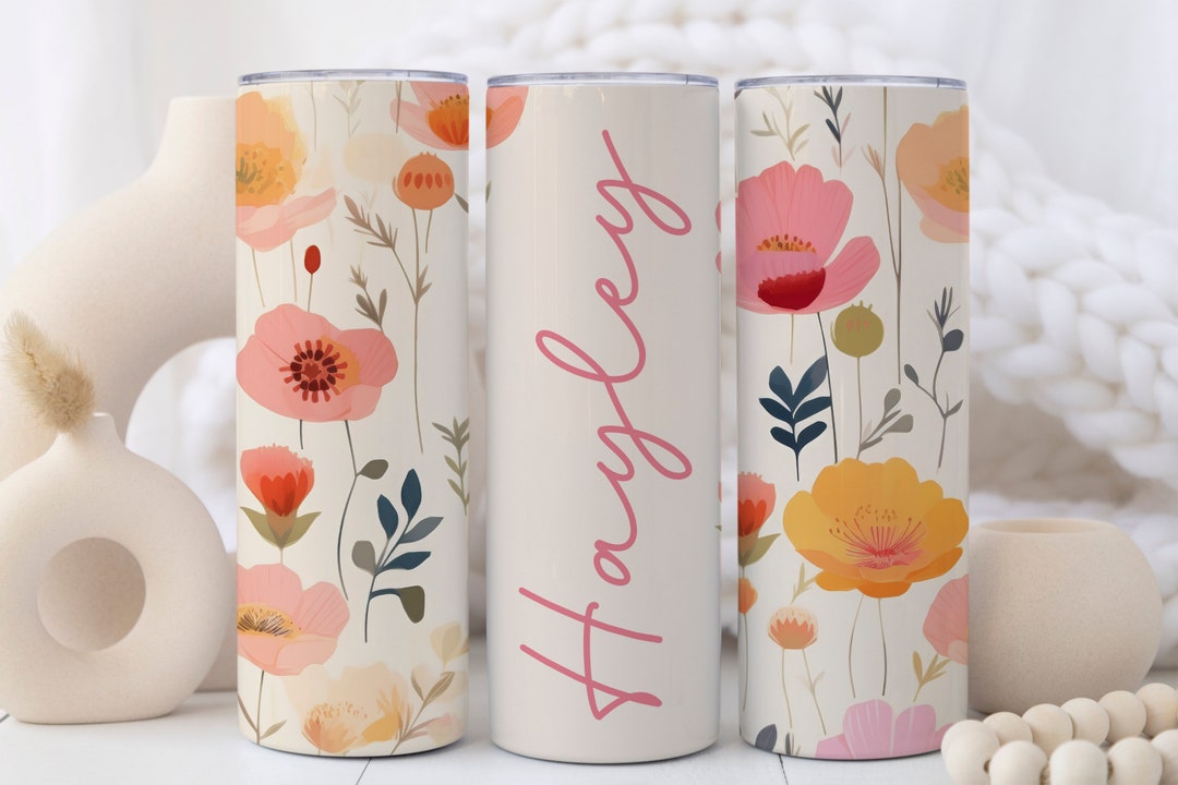 Floral Tumbler Wrap 20oz PNG Add Your Own Name Tumbler Sublimation ...