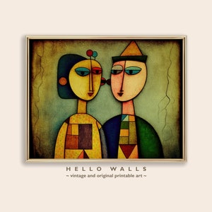 Maximalist Wall Art Print Cubist Couple Original Art Geometric Decor Unique Wall Decor Art Deco Abstract Art PRINTABLE DIGITAL DOWNLOAD