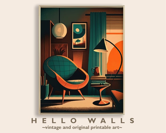 Colorful Mid Century Wall Art Print 1950s Wall Decor Mid Century