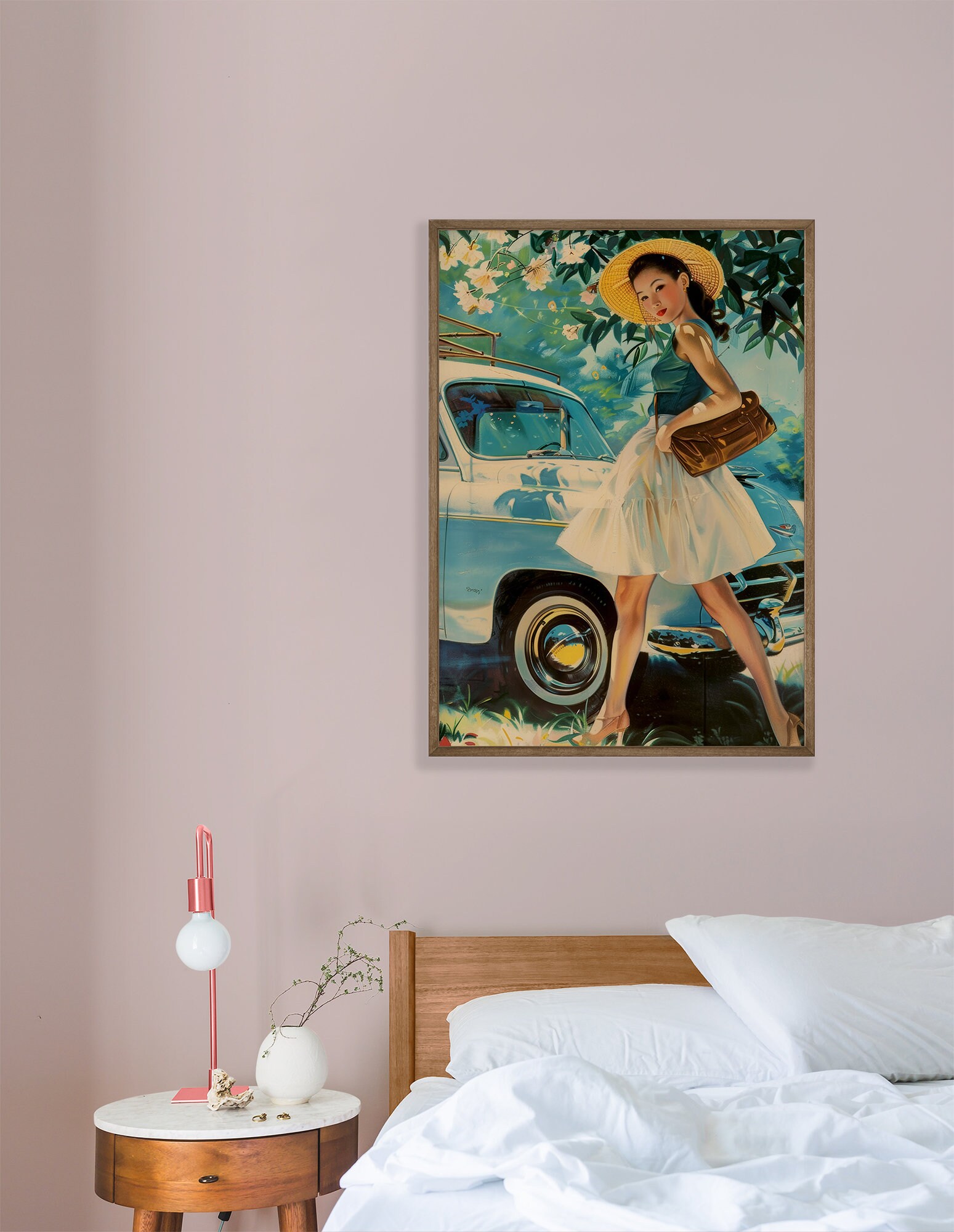Retro 1950s Wall Art Asian Woman Art Print 1960s Style Poster Mid 