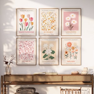 Flower Market Print Gallery Wall SET of 6 Australia Poster London Wall Art Milan Art Amsterdam Flowers Japan Art Printable DIGITAL DOWNLOAD