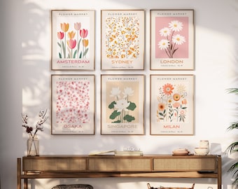 Flower Market Print Gallery Wall SET of 6 Australia Poster London Wall Art Milan Art Amsterdam Flowers Japan Art Printable DIGITAL DOWNLOAD