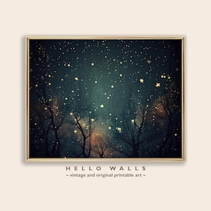 Whimsigoth Wall Art Original Dark Academia Print Starry Sky Painting Fantasy Art Nighttime Stars Wall Decor PRINTABLE DIGITAL DOWNLOAD