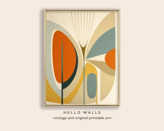 Mid Century Geometric Art Print | Abstract Flower (Digital Download)
