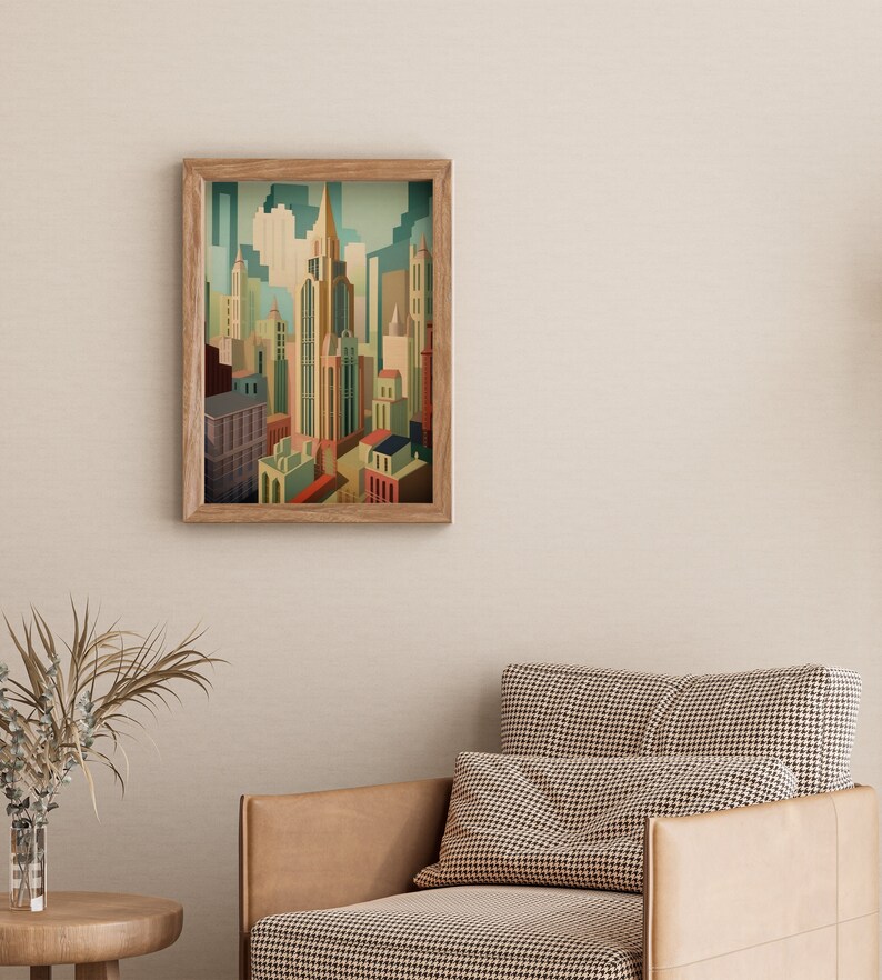 Art Deco Wall Art Print 1920s Wall Art Deco City Skyline Wall Art Deco Buildings Wall Art Deco Cityscape 1920s PRINTABLE DIGITAL DOWNLOAD image 3