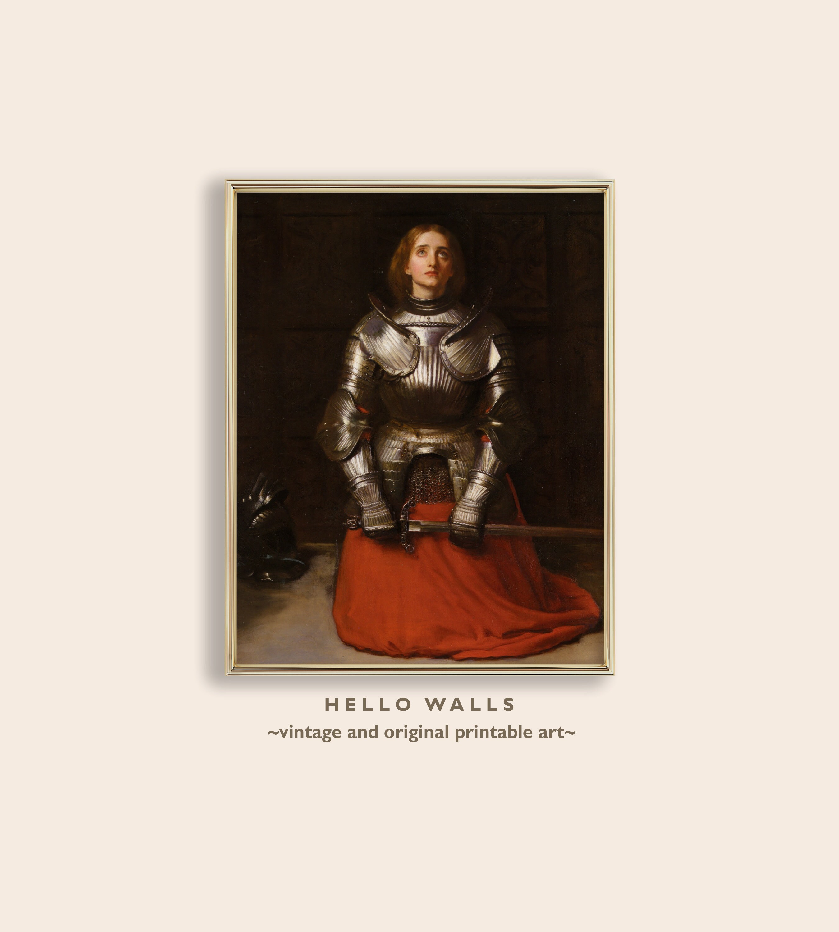 PRINTABLE Joan of Arc Portrait Original Vintage Oil Painting Art ...