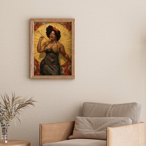 Art Nouveau Wall Art 1920s DIGITAL DOWNLOAD Poster Body Positive Art Digital Print Beautiful Black Woman Wall Decor PRINTABLE image 3