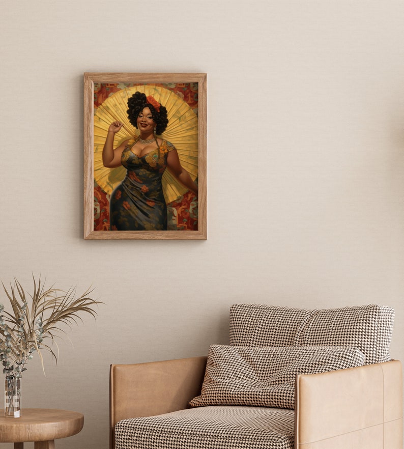 Art Nouveau Wall Art 1920s DIGITAL DOWNLOAD Poster Body Positive Art Digital Print Beautiful Black Woman Wall Decor PRINTABLE image 3