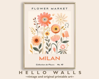 Flower Market Print Milan Flower Market Poster Flower Market Wall Art Print Milan Wall Art Milan Flower Poster PRINTABLE DIGITAL DOWNLOAD