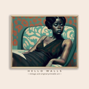 Digital Wall Art Black Woman Lounging Original Art Printable Beautiful Black Woman DIGITAL Painting Wall Artwork PRINTABLE DOWNLOAD