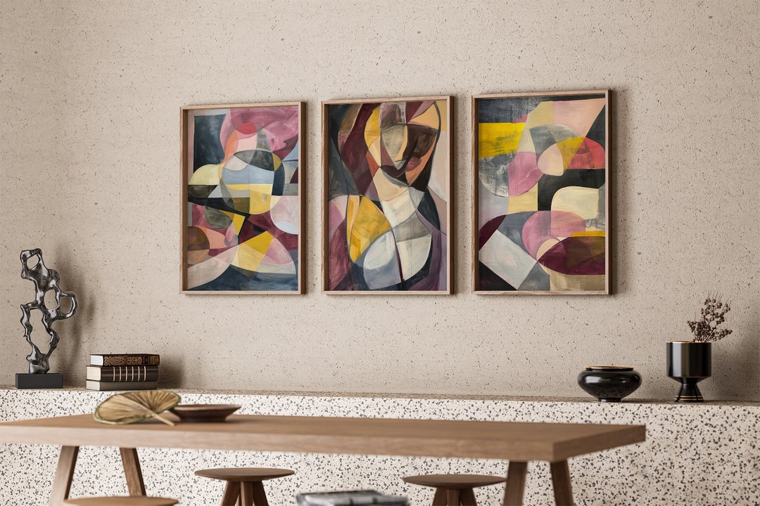 Abstract Wall Art SET of 3 Modern Wall Art Prints Colorful Wall Decor ...
