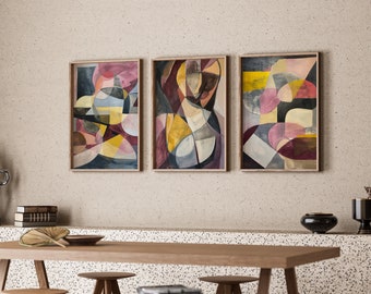 Abstract Wall Art SET of 3 Modern Wall Art Prints Colorful Wall Decor Bedroom Wall Art Abstract Art 3 Piece Set Printable DIGITAL DOWNLOAD