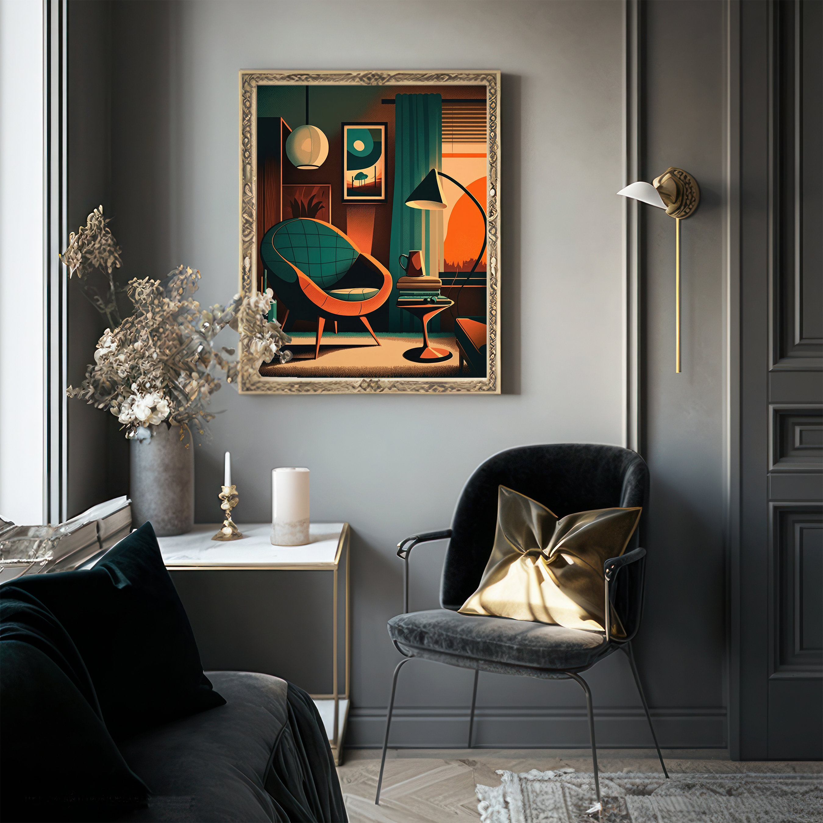 Colorful Mid Century Wall Art Print 1950s Wall Decor Mid Century