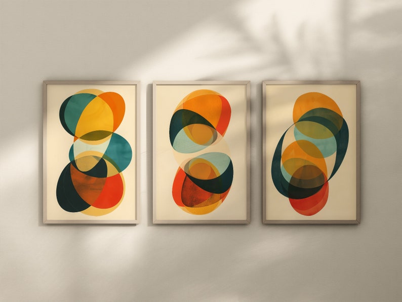 Mid Century Wall Art Set of 3 Modern Wall Art Prints MCM Wall Decor Mid ...