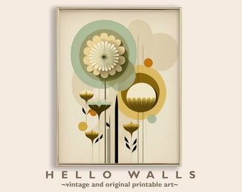 Abstract Floral Print, Mid-Century Modern Wall Art (Digital Download)