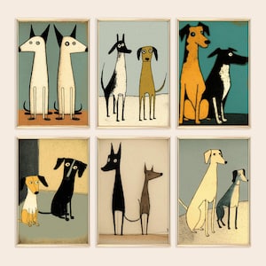 SET of 6 Dog Art Illustrations Nursery Art Dog Wall Decor Animals Art Print Dogs Kids Room Wall Art Abstract Dogs Printable DIGITAL DOWNLOAD