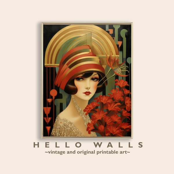 Art Deco Wall Art Print 1920s Wall Art Deco Poster 1920s Parisian Art Nouveau Decor Art Deco Woman Parisian Art PRINTABLE DIGITAL DOWNLOAD